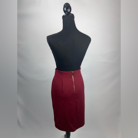Pencil Skirt Philosophy Size 6 Burgundy Gold Zipper - Picture 5 of 11